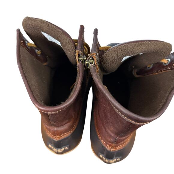 Sperry Saltwater Duck Boots Ankle Brown Leather Lace Up Fleece Lined Shoes sz 8 - Picture 10 of 16